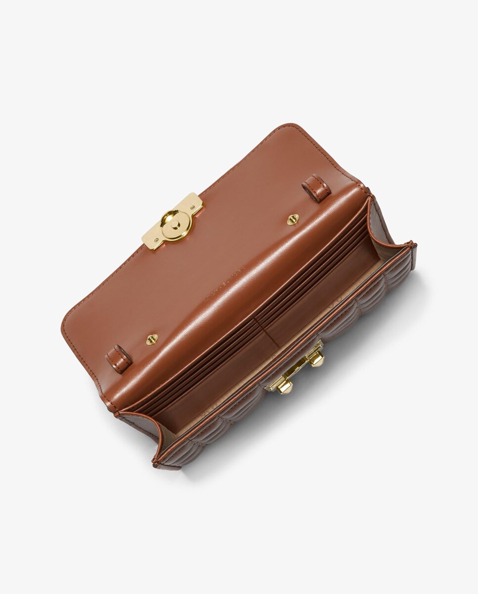 Mala a Tiracolo Tribeca de Pele Acolchoada Castanho-2