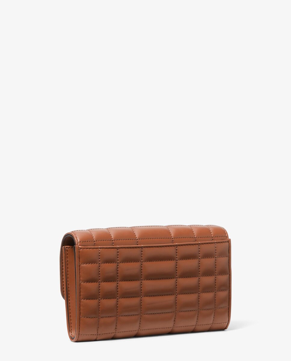 Mala a Tiracolo Tribeca de Pele Acolchoada Castanho-3