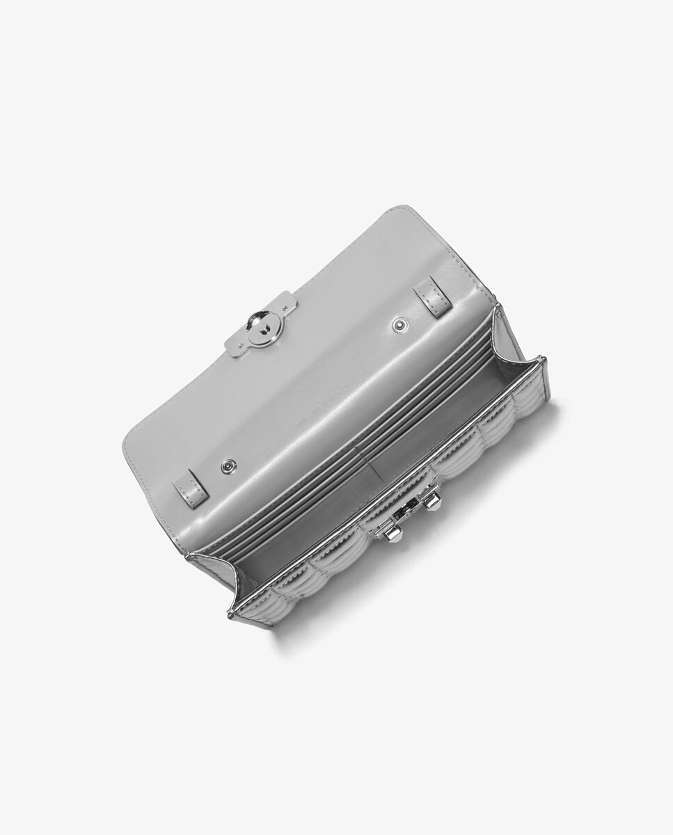 Mala a Tiracolo Tribeca de Pele Acolchoada Prata-2