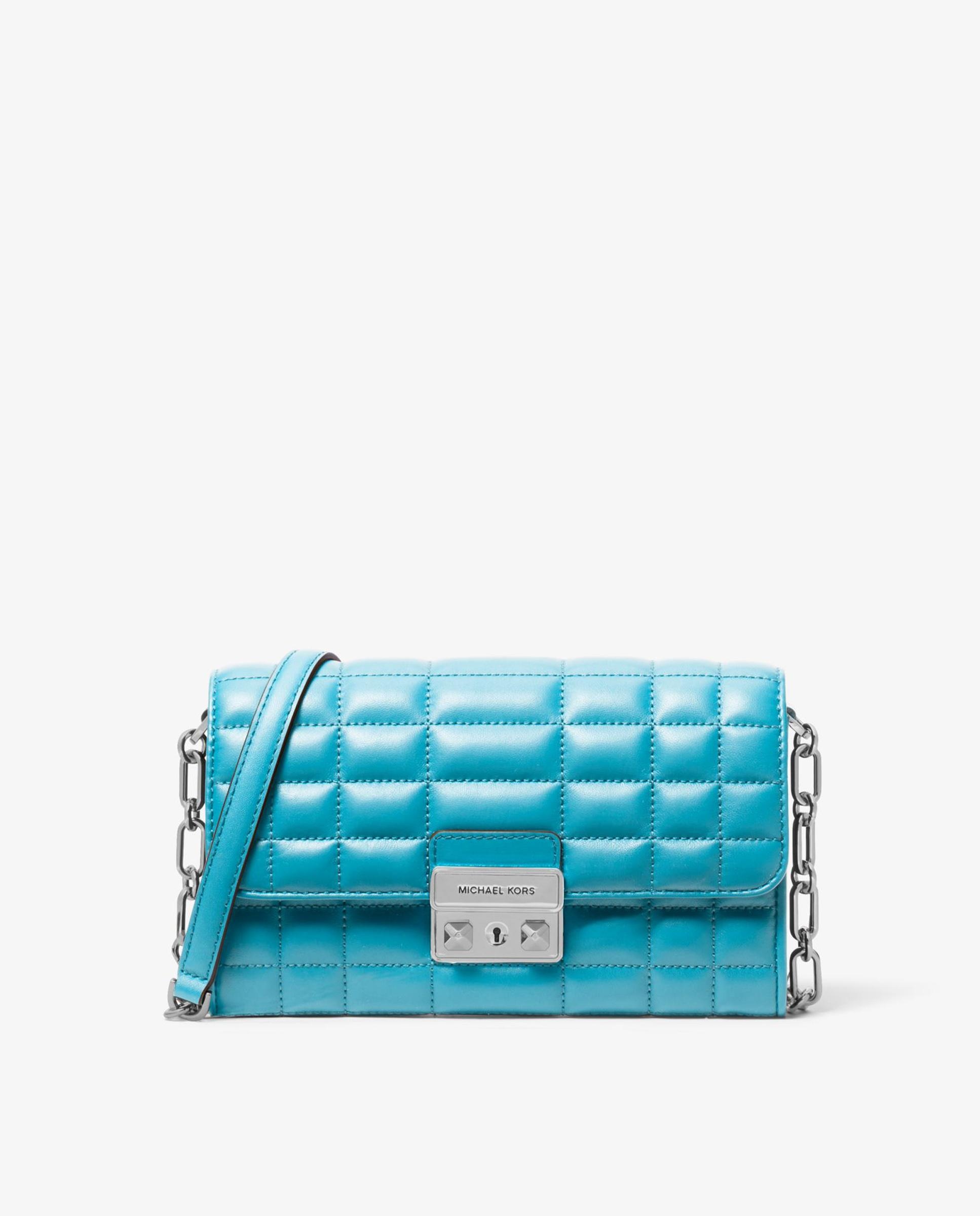 Mala a Tiracolo Tribeca de Pele Acolchoada Azul-celeste-1