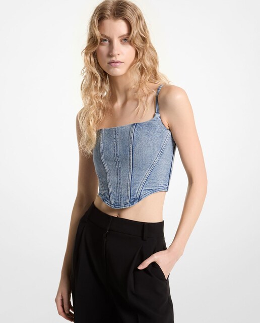 Imagem 0 de Top Jeans Tipo Corsé