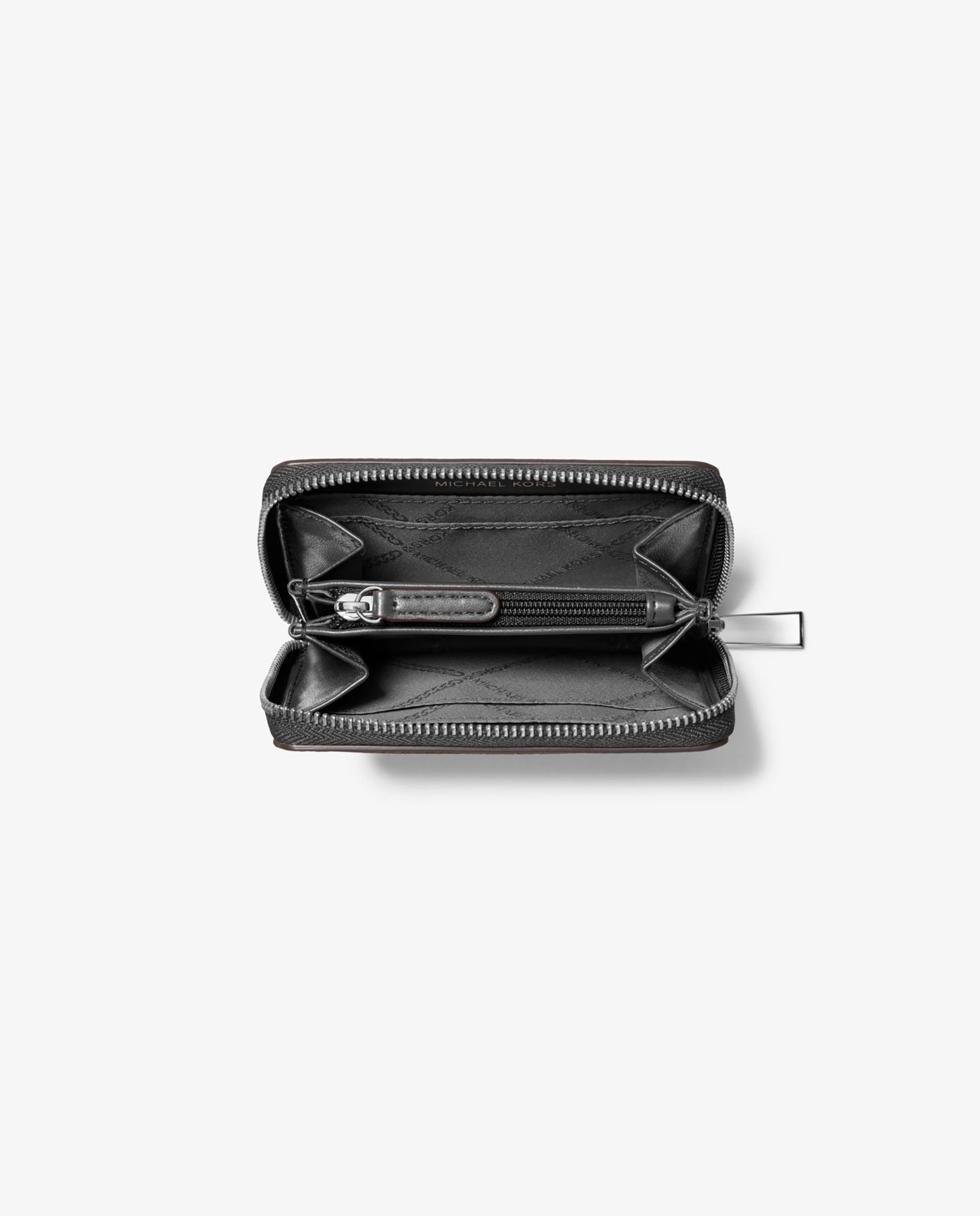Porta-cartões Jet Set Pequeno de Pele Granulada com Fecho Zip Circundante Preto-2