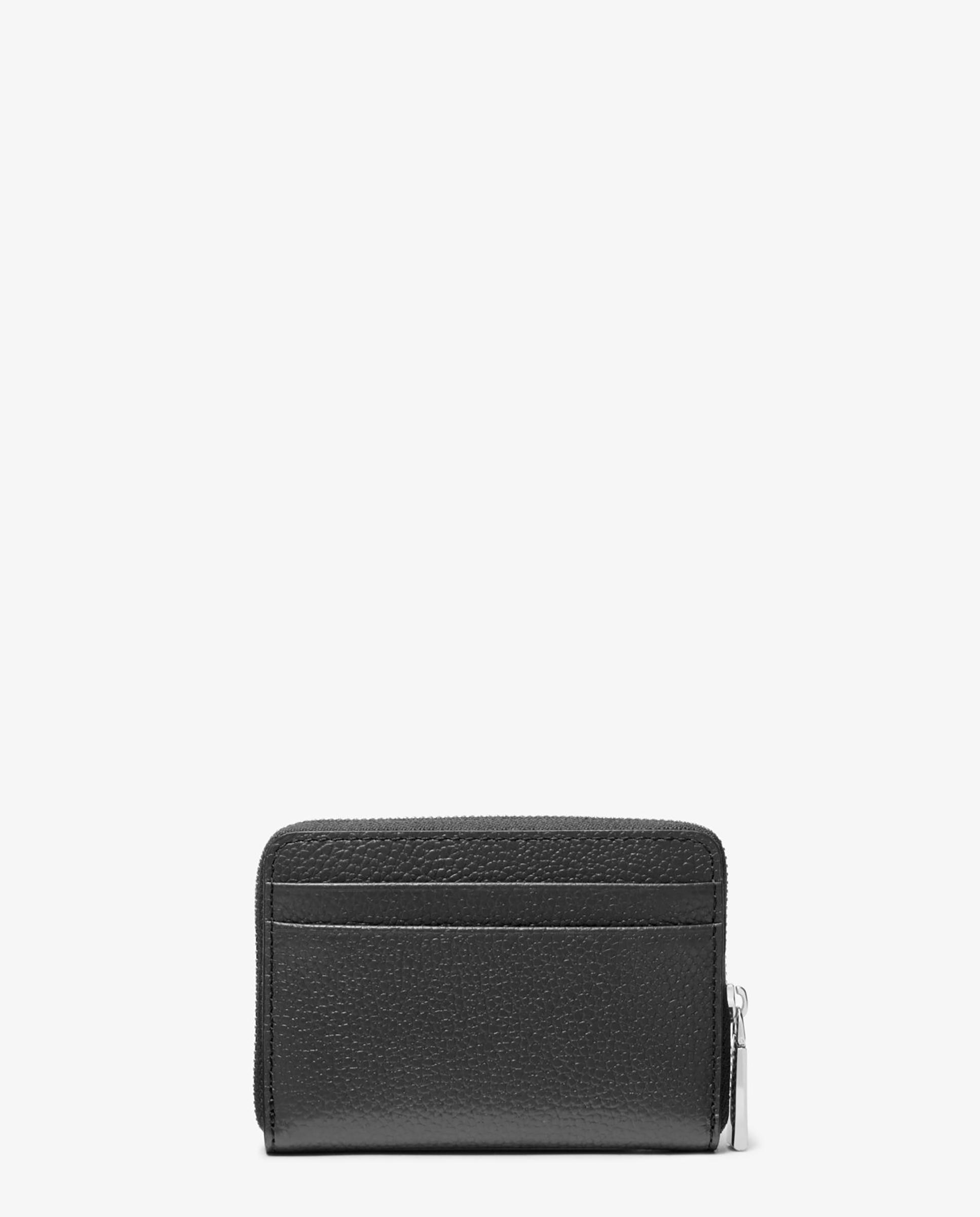 Porta-cartões Jet Set Pequeno de Pele Granulada com Fecho Zip Circundante Preto-3