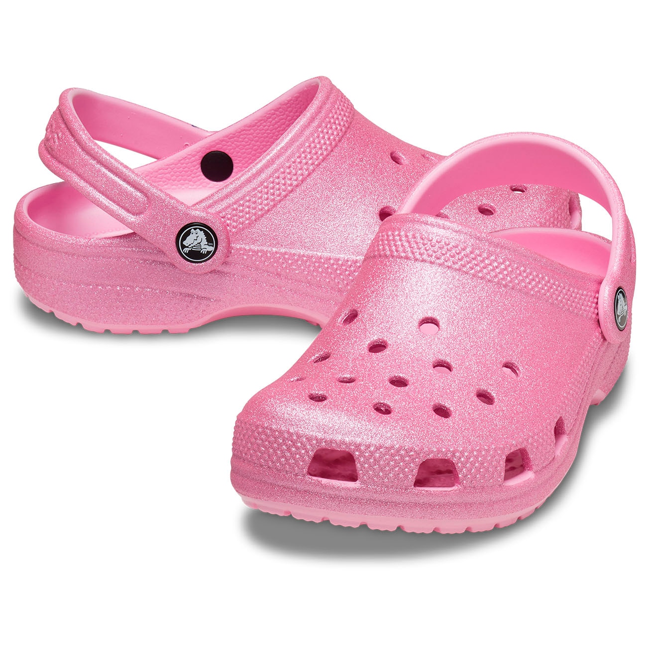 Socas Infantil Classic Glitter Clog Crocs Rosa-2