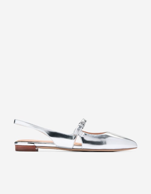Imagem 0 de Sapatos Rasos em Pele com Fivela