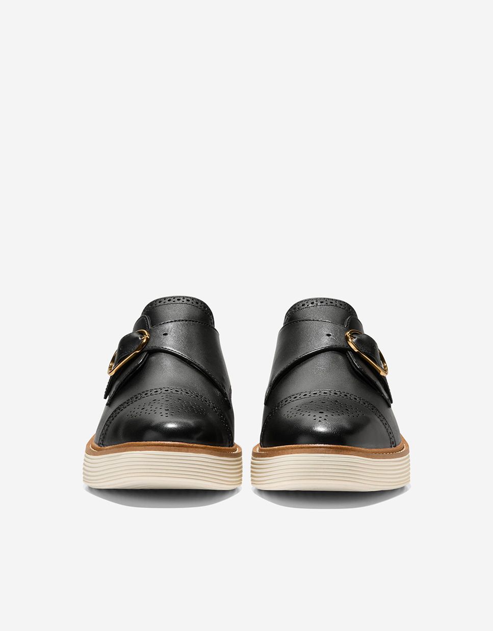 Sapatos de Cordões com Plataforma e Fecho de Fivela Preto-2