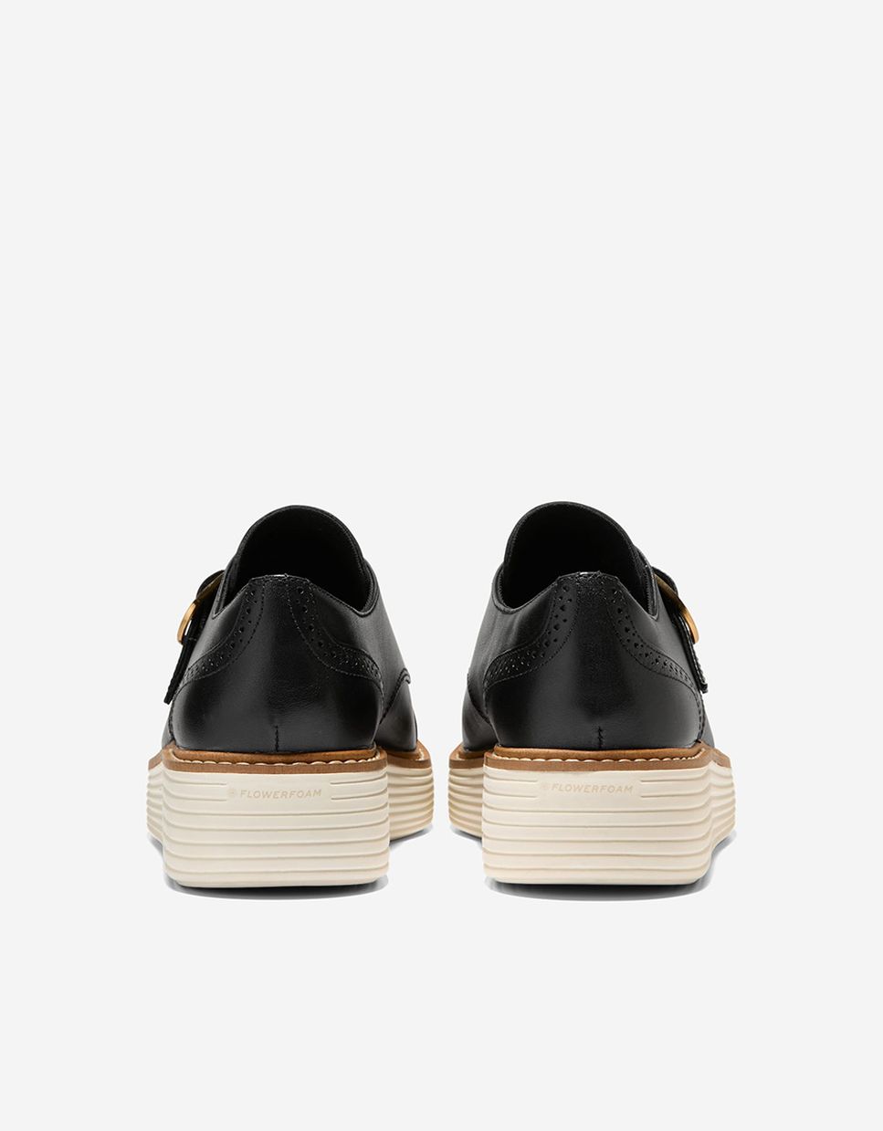 Sapatos de Cordões com Plataforma e Fecho de Fivela Preto-3