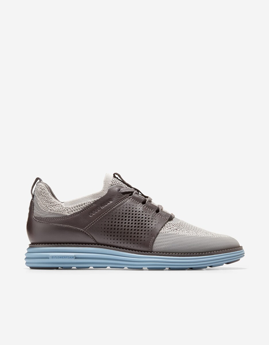 Sapatilhas de Pele Combinadas com Tecido Stitchlite™ Cinzento-1