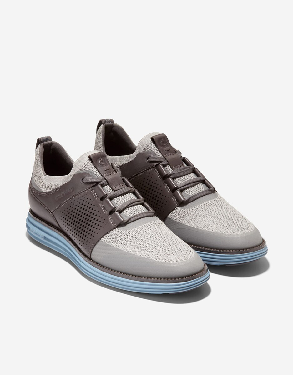 Sapatilhas de Pele Combinadas com Tecido Stitchlite™ Cinzento-4