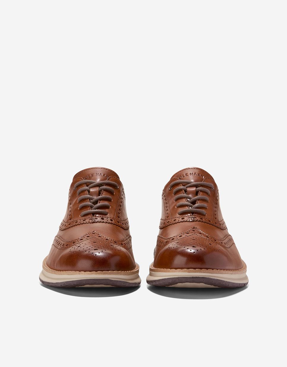 Sapatos Oxford Confecionados em Couro com Detalhes Brogue Clássicos Castanho-2