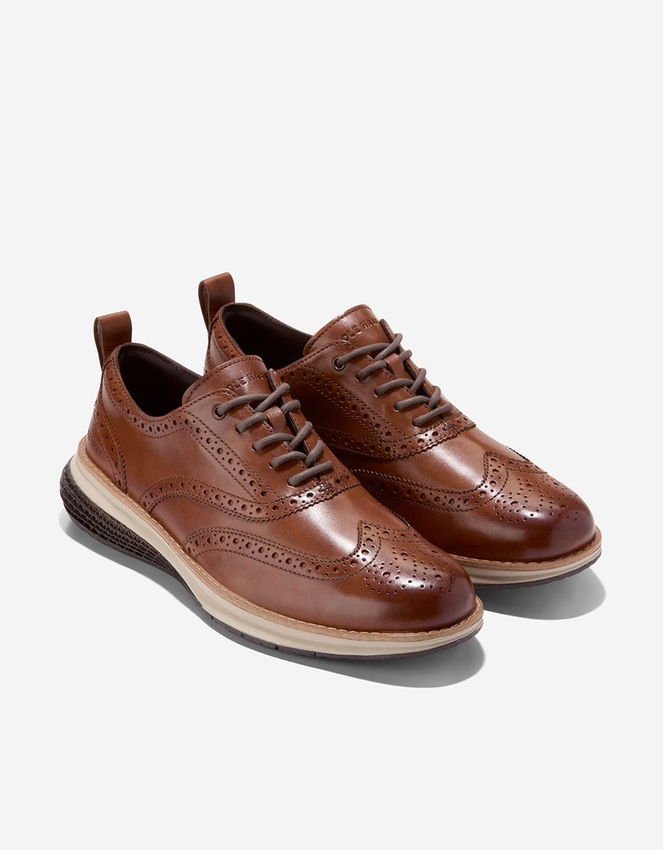 Sapatos Oxford Confecionados em Couro com Detalhes Brogue Clássicos Castanho-4