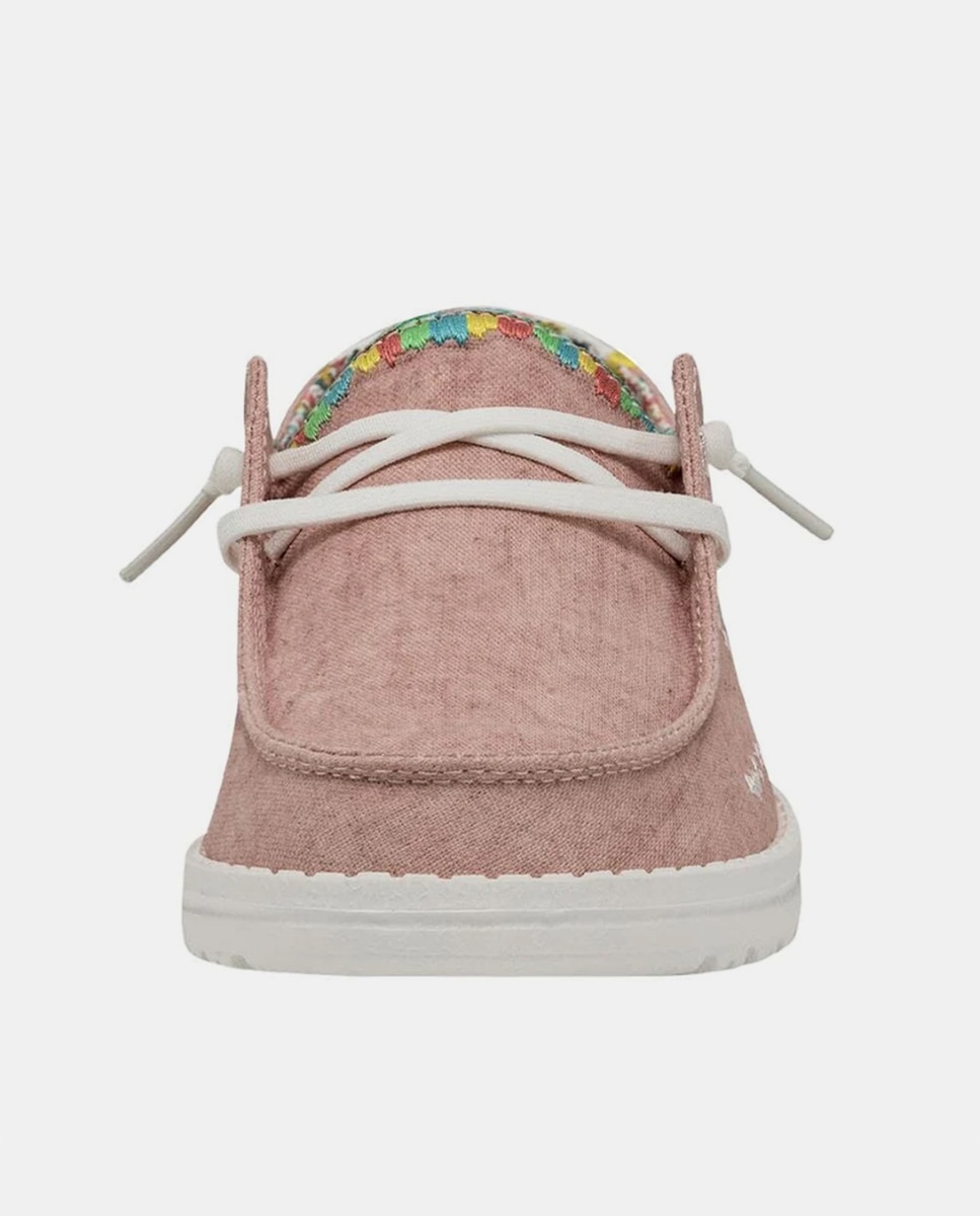 Sapatos de Cordões em Tecido Rosa-4