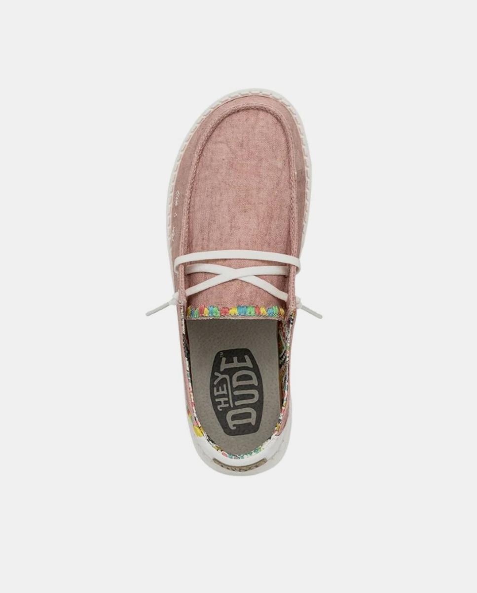 Sapatos de Cordões em Tecido Rosa-6