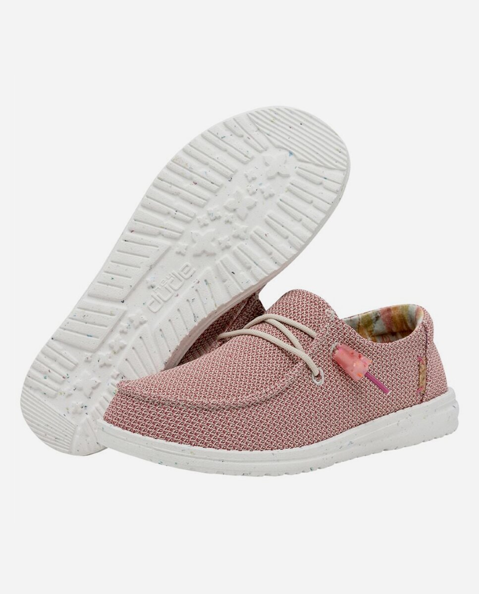 Sapatos de Cordões em Tecido Rosa-3