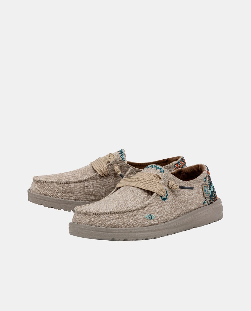 Sapatos de Cordões em Tecido Bege-2