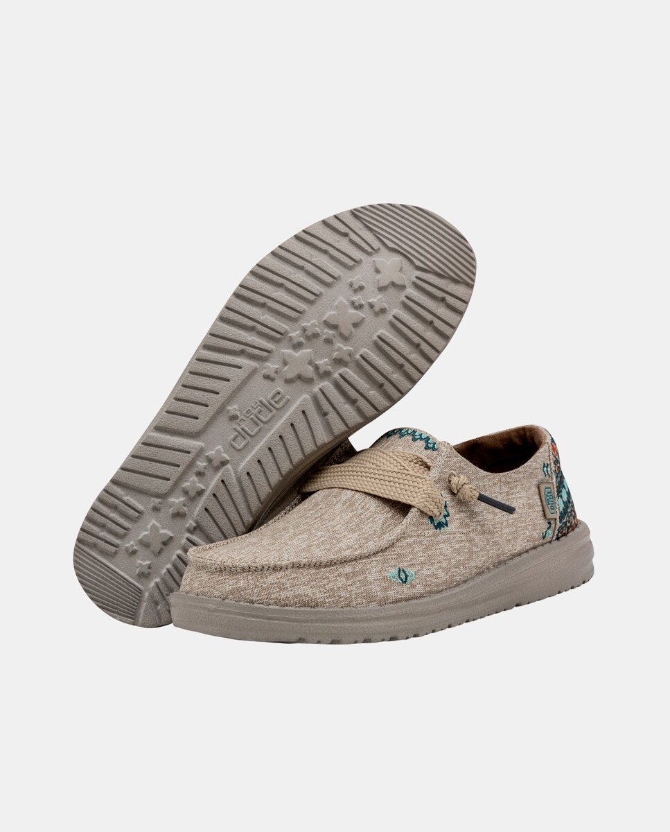 Sapatos de Cordões em Tecido Bege-3