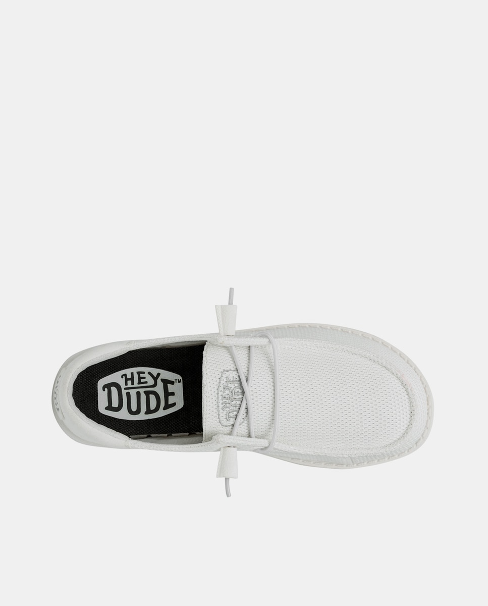 Sapatos de Cordões em Tecido Elástico Branco-6