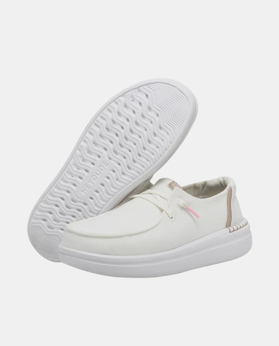 Sapatos de Cordões com Plataforma em Tecido Branco-3