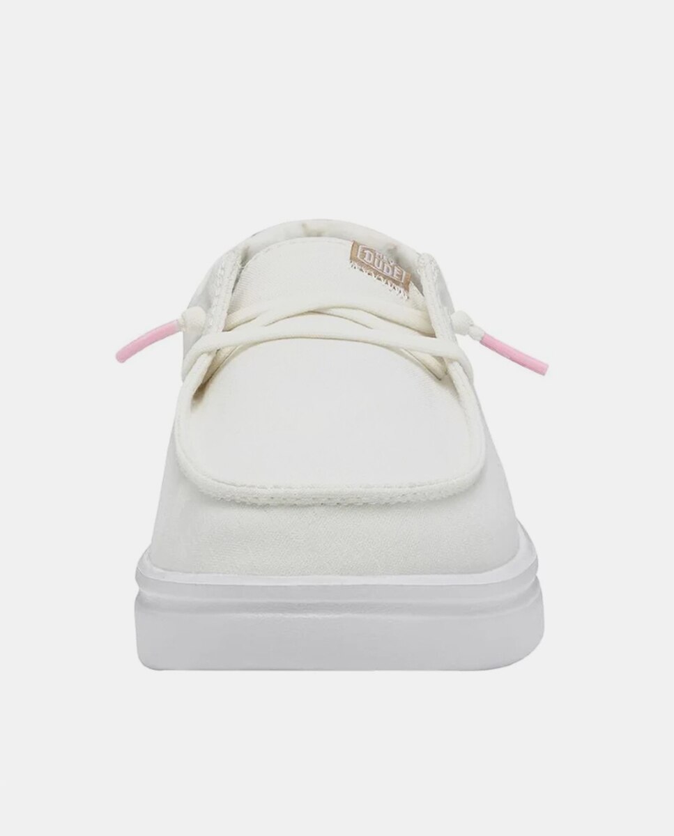 Sapatos de Cordões com Plataforma em Tecido Branco-4