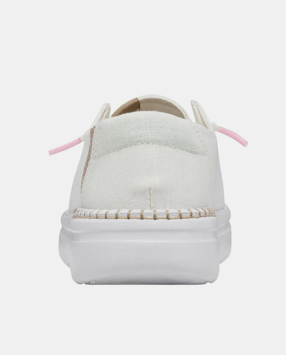 Sapatos de Cordões com Plataforma em Tecido Branco-5