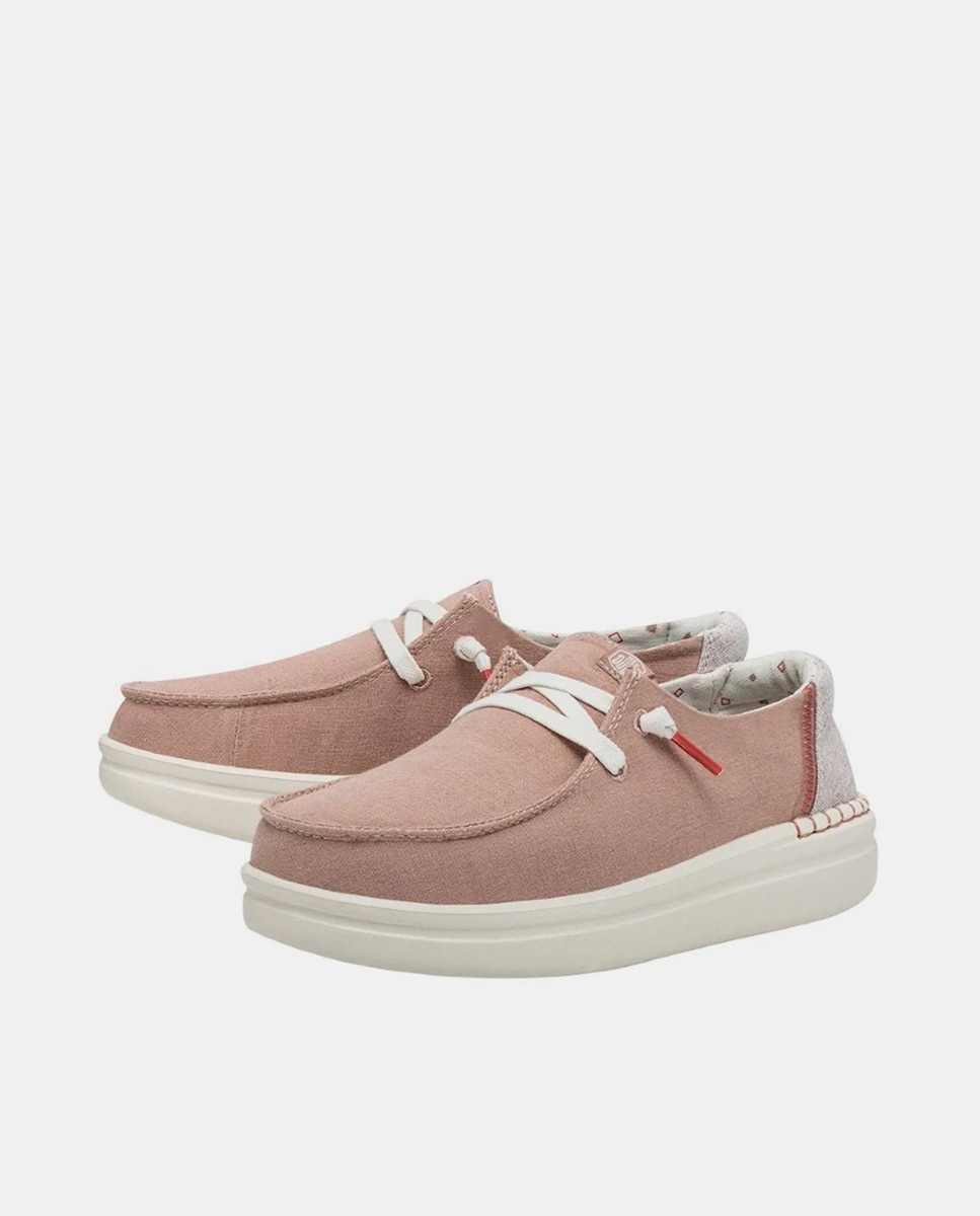 Sapatos de Cordões com Plataforma em Tecido Creme-2
