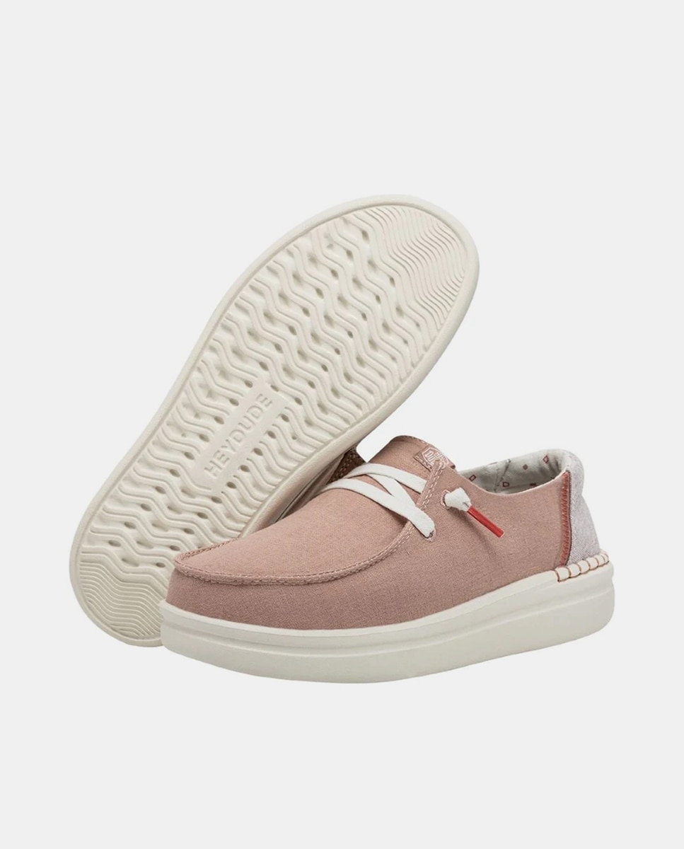Sapatos de Cordões com Plataforma em Tecido Creme-3