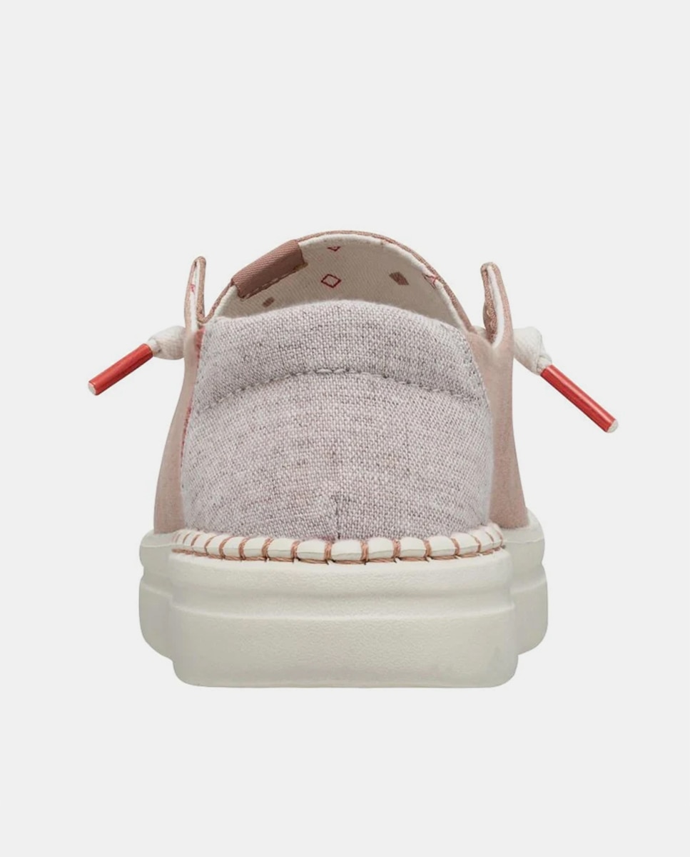 Sapatos de Cordões com Plataforma em Tecido Creme-5
