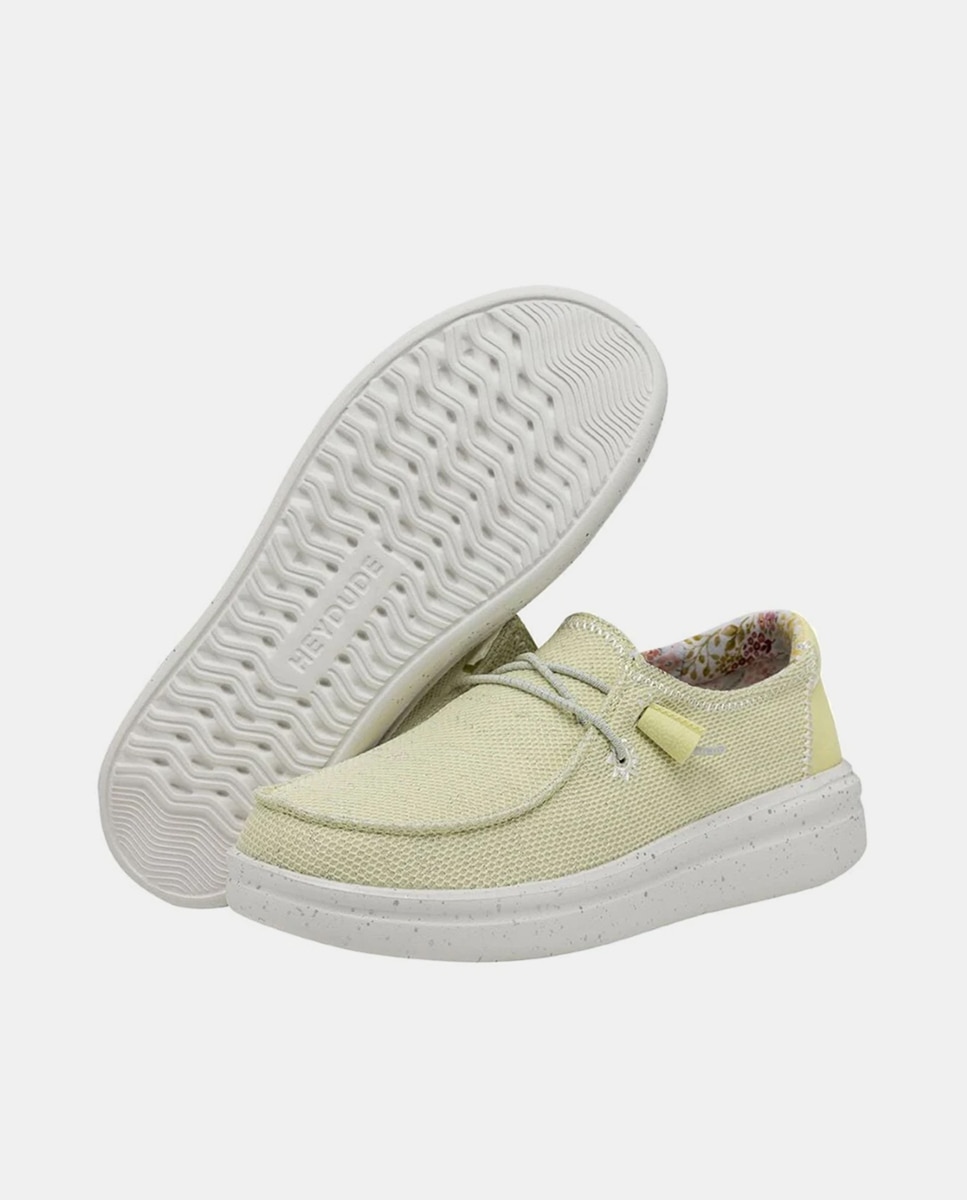 Sapatos de Cordões com Plataforma em Tecido Amarelo-3