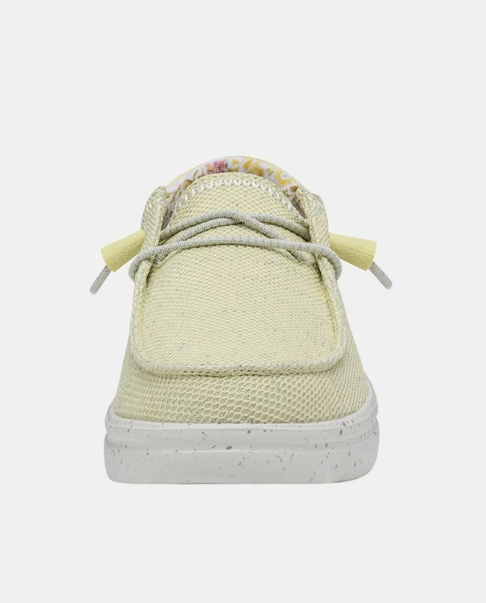 Sapatos de Cordões com Plataforma em Tecido Amarelo-4