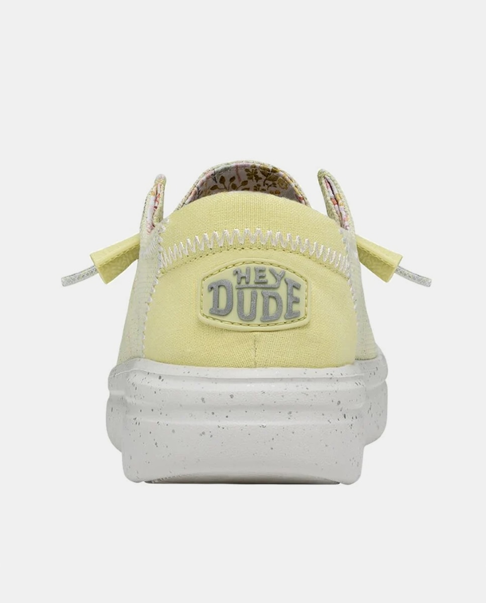 Sapatos de Cordões com Plataforma em Tecido Amarelo-5