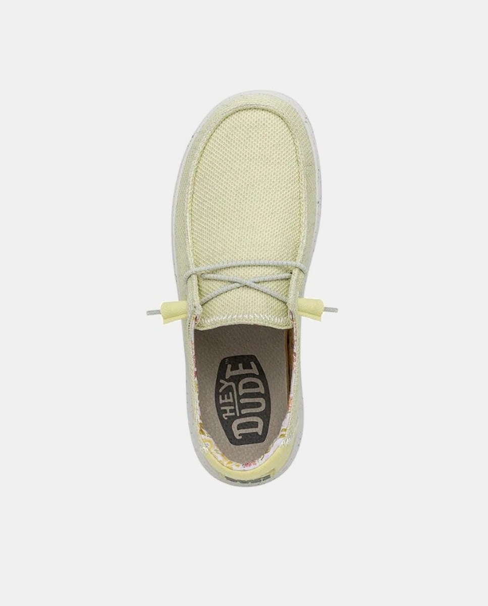 Sapatos de Cordões com Plataforma em Tecido Amarelo-6