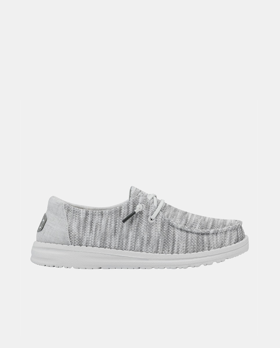 Sapatos de Cordões em Tecido Elástico Cinzento-claro-1