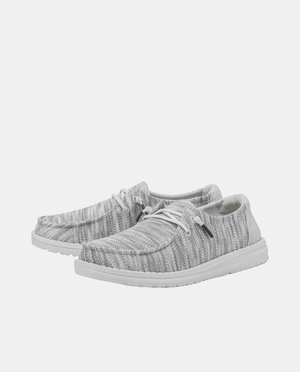Sapatos de Cordões em Tecido Elástico Cinzento-claro-2