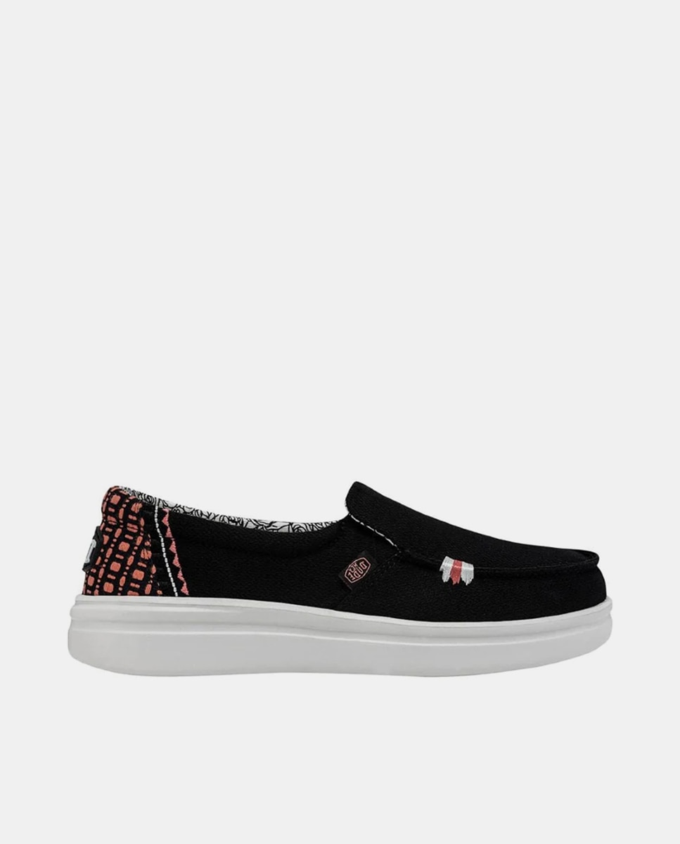 Mocassins com Plataforma em Tecido Preto-1