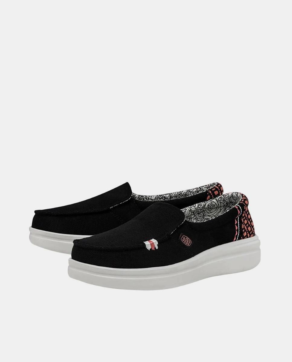 Mocassins com Plataforma em Tecido Preto-2