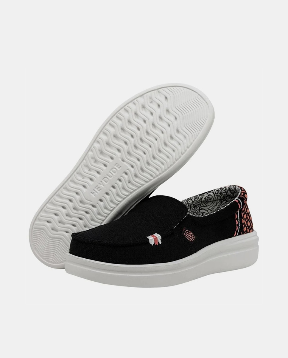 Mocassins com Plataforma em Tecido Preto-3