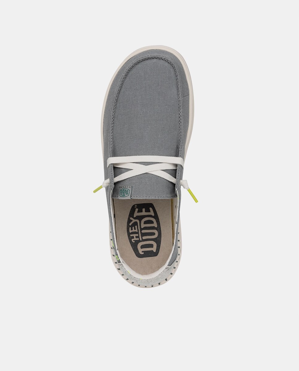 Sapatos de Cordões com Plataforma em Tecido Azul-claro-6
