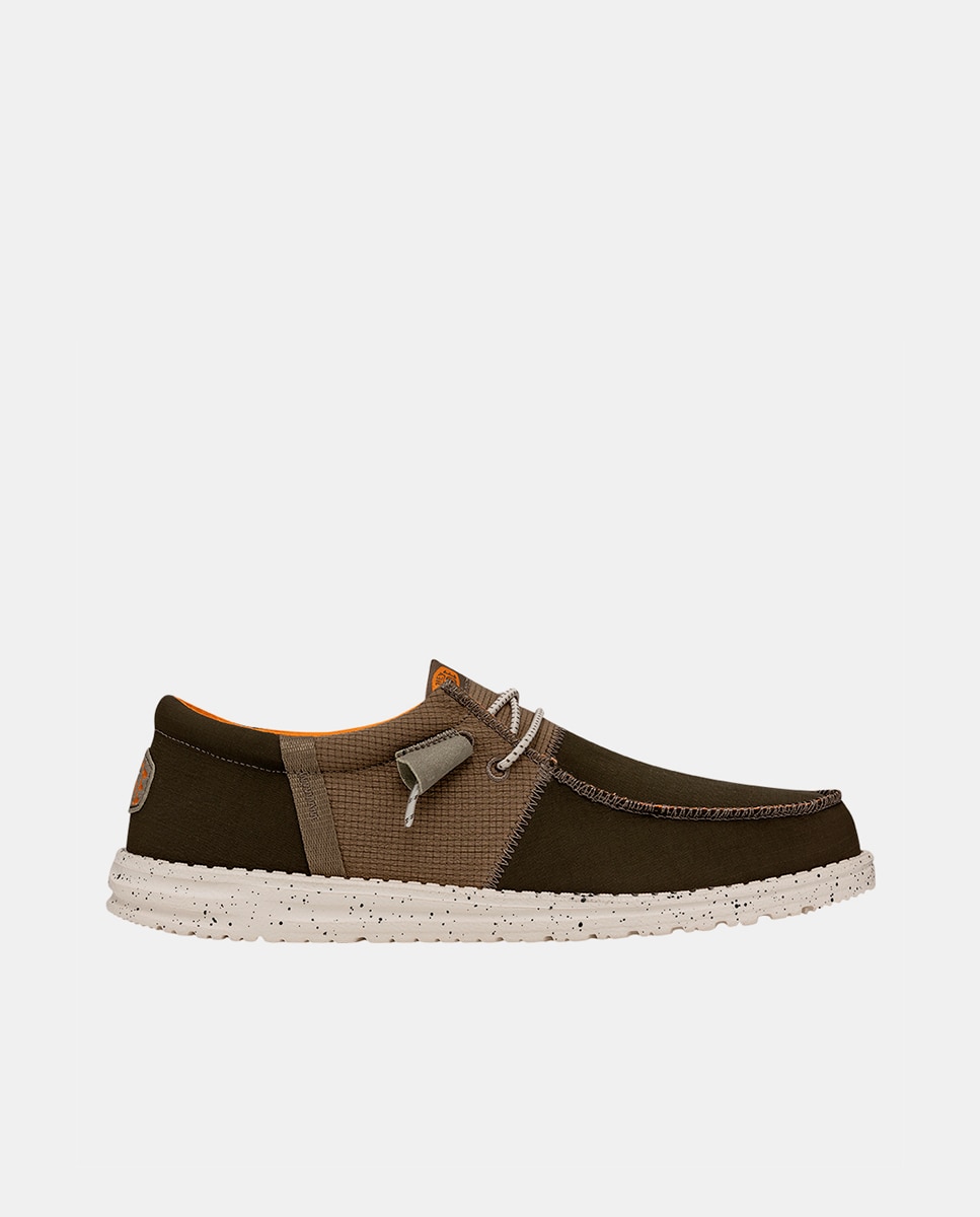 Sapatos de Cordões de Nylon com Elásticos Castanho-1