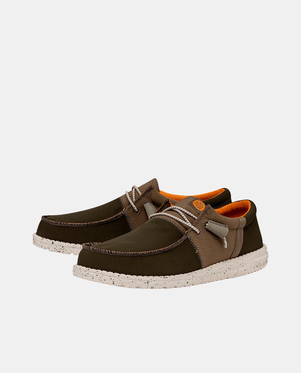 Sapatos de Cordões de Nylon com Elásticos Castanho-2