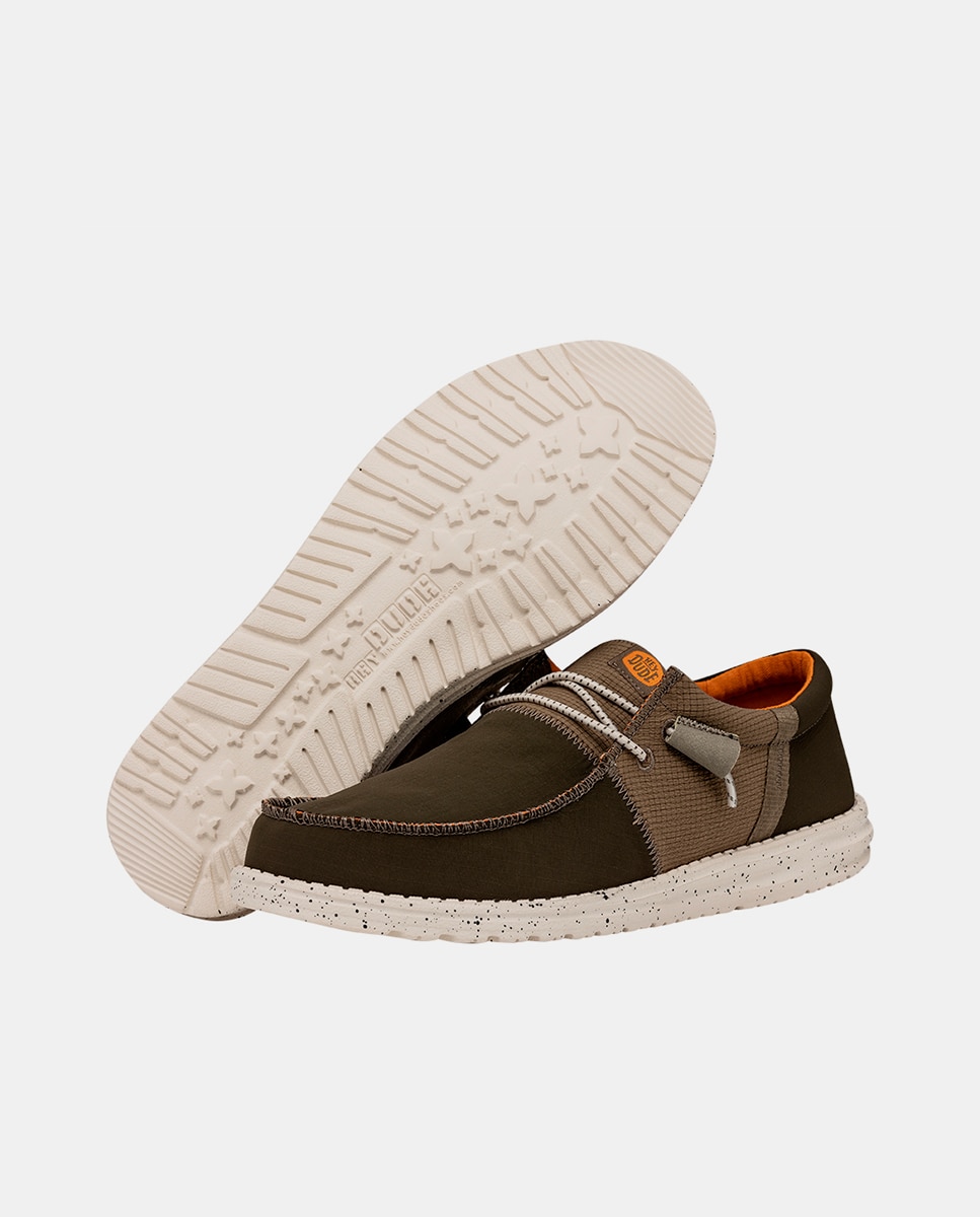 Sapatos de Cordões de Nylon com Elásticos Castanho-3