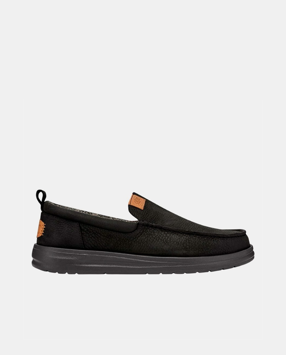 Mocassins de Pele e Forro Estampado Preto-1