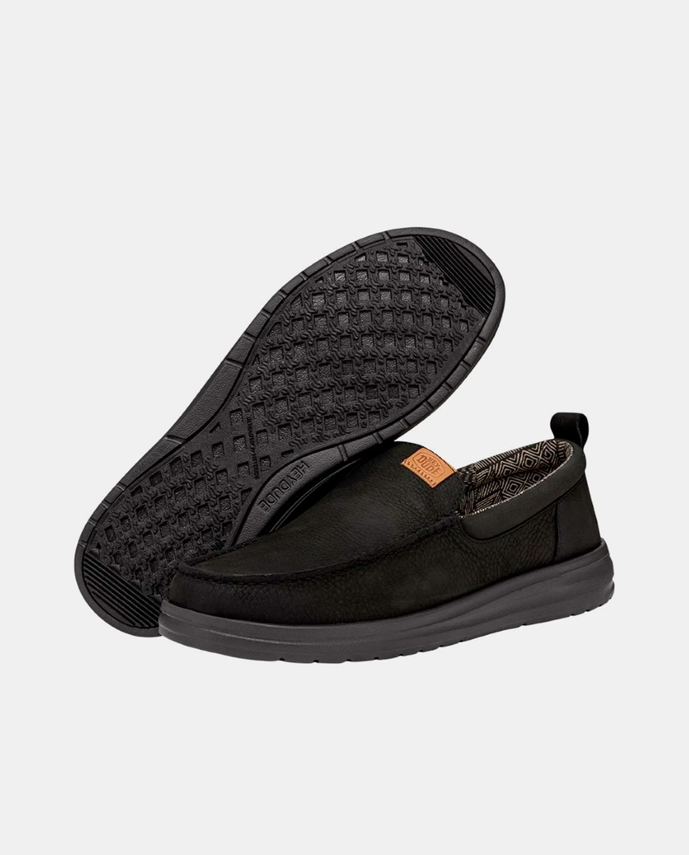 Mocassins de Pele e Forro Estampado Preto-3