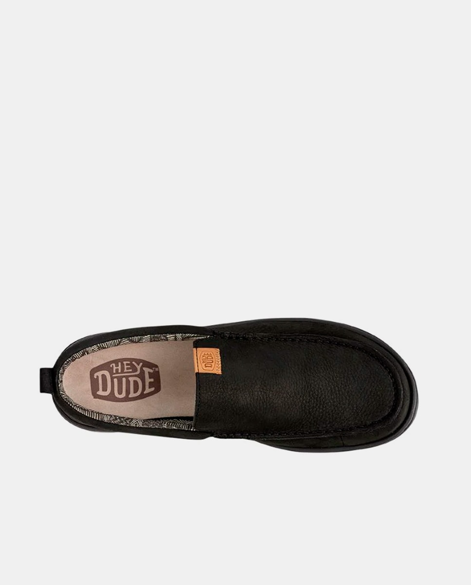 Mocassins de Pele e Forro Estampado Preto-6