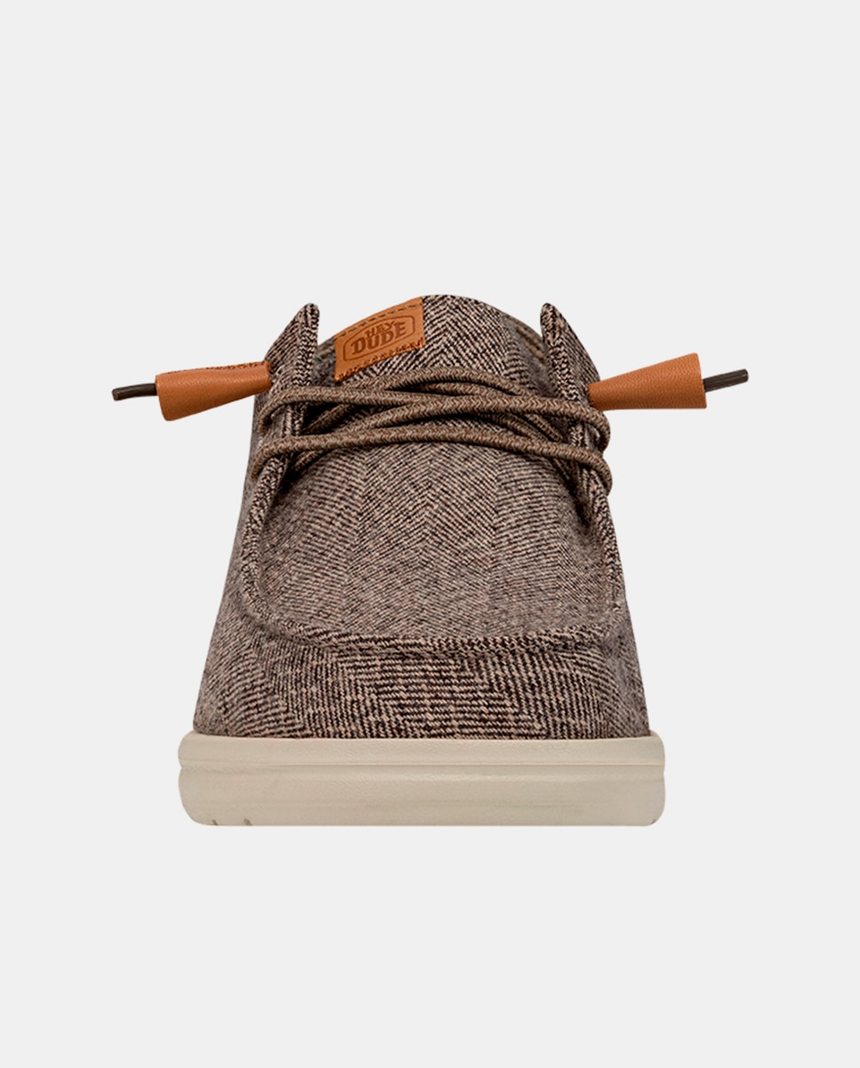 Sapatos de Cordões em Lã com Cordões Elásticos Castanho-4