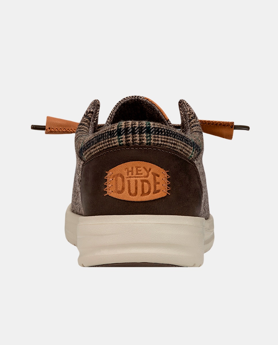 Sapatos de Cordões em Lã com Cordões Elásticos Castanho-5