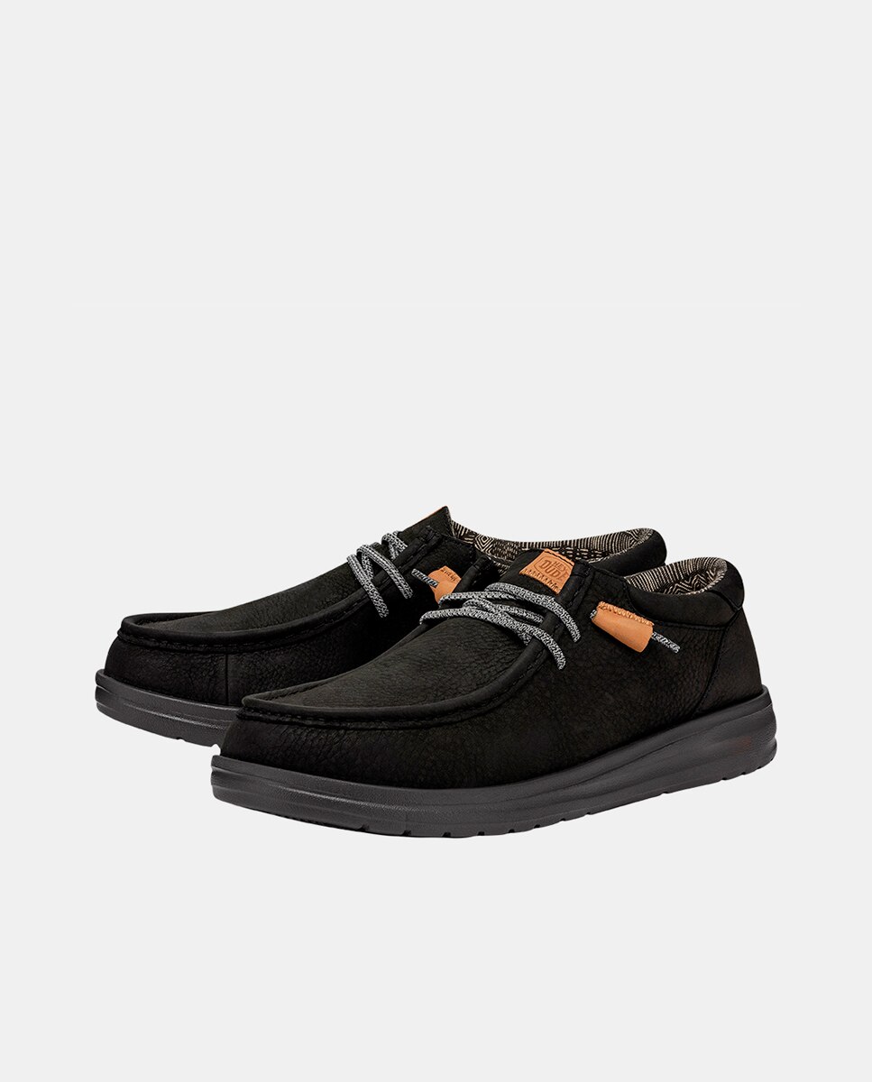Sapatos de Cordões em Pele com Cordões Elásticos Preto-2