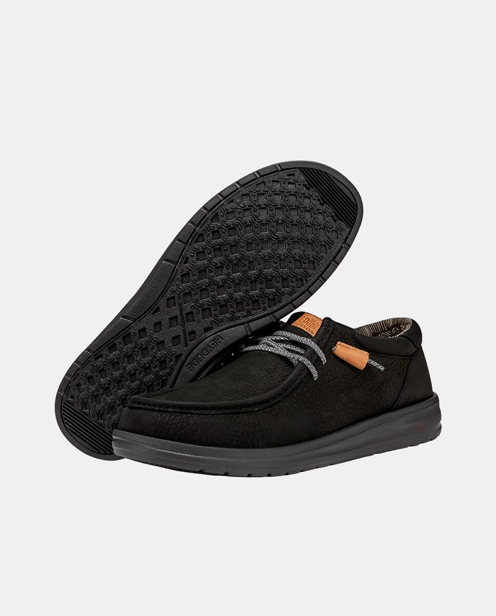 Sapatos de Cordões em Pele com Cordões Elásticos Preto-3