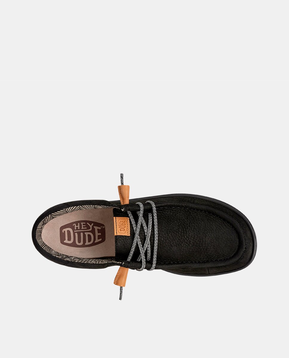 Sapatos de Cordões em Pele com Cordões Elásticos Preto-6