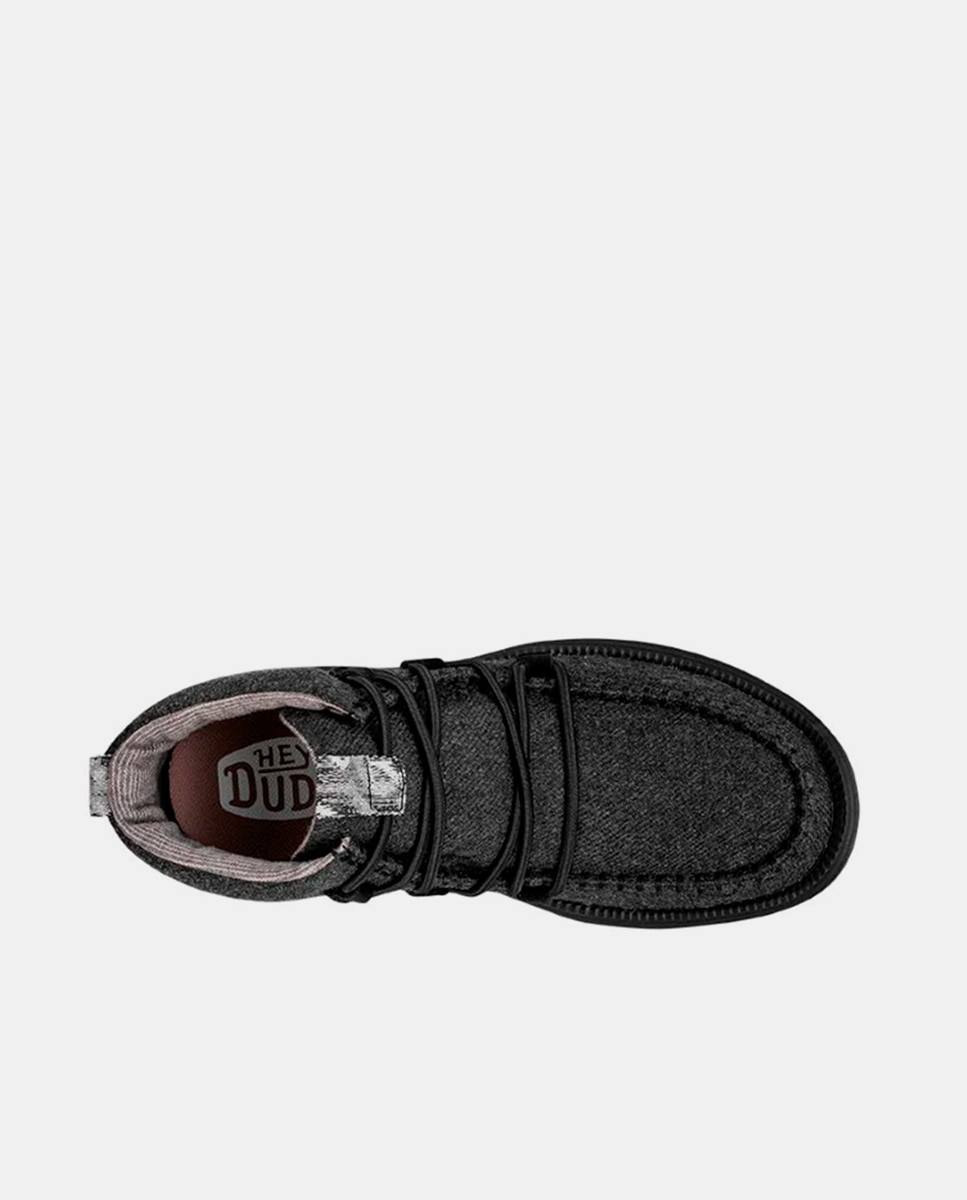 Botins de Lã e Cordões Elásticos Preto-6