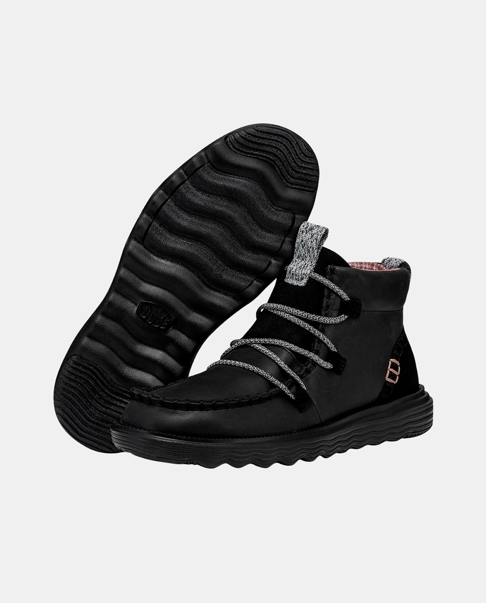 Botins de Pele e Cordões Elásticos Preto-3